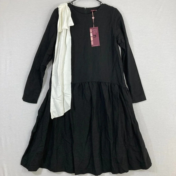 NEW Udel New York Black White Linen Blend Midi Dress size Small - Picture 1 of 10